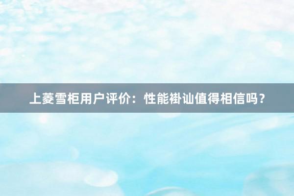 上菱雪柜用户评价：性能褂讪值得相信吗？